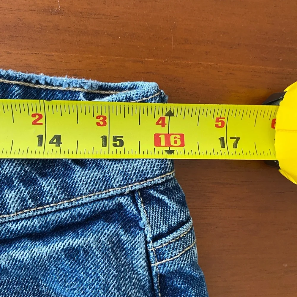 American Eagle | Medium-Wash Denim Super High-Rise Stretch Straight Jeans Sz 10 - Picture 14 of 16